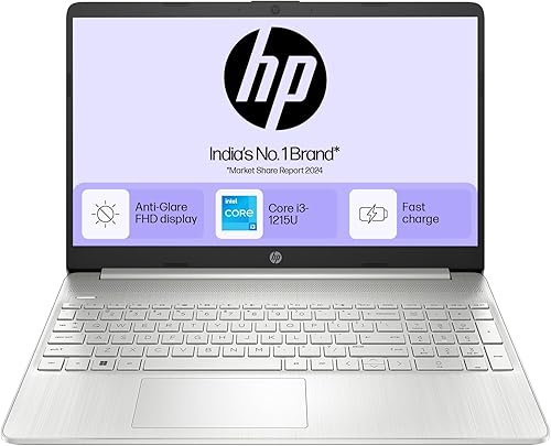 HP 15s, 12th Gen Intel Core i3-1215U (8GB DDR4, 512GB SSD) Anti-Glare, 15.6 inch/39.6cm,FHD, Win 11, MS Office 21, Silver, 1.69kg, fy5006tu/fd0751tu/fd0752tu, UHD Graphics, HD Camera, Dual Speakers Laptop — 38% Off on Amazon