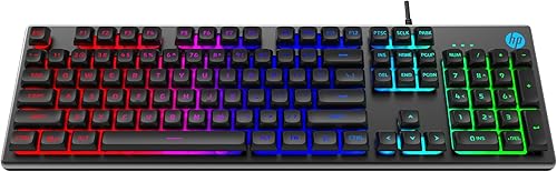 HP K500F Wired Gaming Keyboard, Backlit Membrane with Mixed Color Lighting, Metal Panel with Logo Lighting, 26 Anti-Ghosting Keys, and Windows Lock Key / 3 Years Warranty(7ZZ97AA) — 28% Off on Amazon