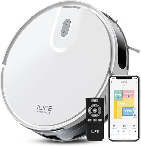ILIFE V20 Robot Vacuum Cleaner with SoF Laser Navigation, 5000Pa Suction, 2-in-1 Vacuum & Mop, Customized Cleaning, Ideal for Pet Hair and All Floor Types, App, Alexa, Google Home & Remote Control — 72% Off on Amazon