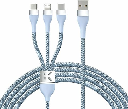 KARWAN 3-in-1 Multi Fast Charging Cable – 3A Nylon Braided 1.5M Cable with Type-C & Micro USB for iPhone, iPad, Samsung, OnePlus, Xiaomi, Oppo, Vivo, Android & Car Charging — 83% Off on Amazon