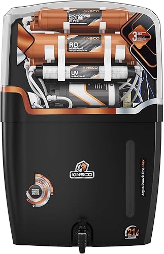 Kinsco Aqua Punch Pro Max 21 L with ISI Mark Ro+Uv+Uf+Tds Adjuster 21 L RO + UV + UF + TDS + ALK + Copper Water Purifier (Black) — 77% Off on Amazon