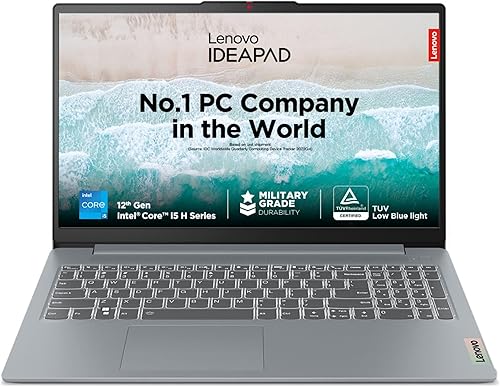 Lenovo IdeaPad Slim 3, 12th Gen Intel Core i5-12450H (16GB LPDDR5, 512GB SSD), Anti-glare, FHD 15.6 inch(39.6cm), Win 11, Office Home 2024, Arctic Grey, 1.62Kg, 83ER00MDIN, Thin & Light, Backlit KB Laptop — 28% Off on Amazon