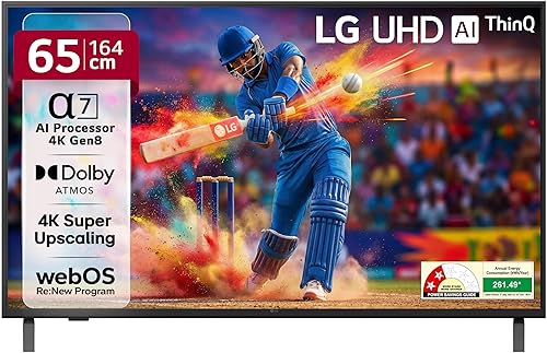 LG 164 cm (65 inches) UA82 AI Series 4K Ultra HD (3840 x 2160) Smart webOS LED TV 65UA82006LA — 41% Off on Amazon