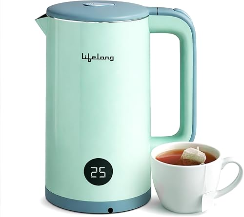Lifelong Electric Kettle 1.6 L | 1350W Kettle with Double Wall & Cool Touch Body | Digital Display & Fast Water Boiling with Auto Shut Off | Stainless Steel | Overheat Protection (Sage Green, LLDEK01) — 68% Off on Amazon