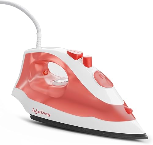 Lifelong Steam Iron for Clothes | 1300W Iron Press with Vertical Steaming & Non-Stick Soleplate | Adjustable Temperature & Steam Control | Lightweight Design for Crisp & Wrinkle-Free Results — 59% Off on Amazon
