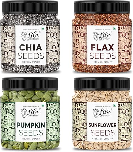 LILA DRY FRUITS 4 Superseed Combo (Chia, Pumpkin, Sunflower & Flax) 250gms each (1kg total) Immunity combo for Weight Management | Mix Seeds for Eating Diet Snacks Superfood Perfect for Gifting — 61% Off on Amazon