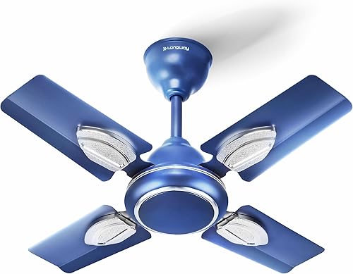 LONGWAY Kiger P1 600 mm/24 inch Ultra High Speed 4 Blade Anti-Dust Decorative Star Rated Ceiling Fan 2 Years Warranty (Silver Blue, Pack of 1) — 54% Off on Amazon
