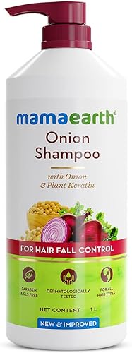 Mamaearth Onion Shampoo for Hair Growth and Hair Fall Control with Onion and Plant Keratin | Reduces Hair Fall | Strengthens & Smoothens Hair | For Men & Women | 1 Litre — 52% Off on Amazon