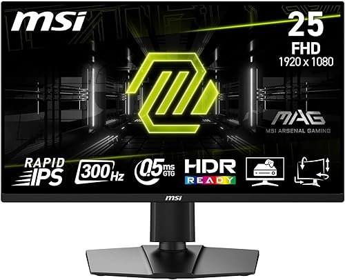 MSI MAG 255PXF 24.5 Inch FHD Gaming Monitor - 1920 x 1080 Rapid IPS Panel, 300 Hz / 0.5ms (GtG, Min.),120% sRGB Colour Gamut, Frameless Design, HDR Ready - DisplayPort 1.4a, HDMI™ 2.0b(FHD@240Hz) — 40% Off on Amazon