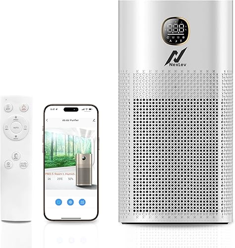 NexLev Air Purifier for Living Room | 650 sqft Area |True HEPA 13 with 8500 Hrs Filter Life |Captures 99.99% Virus and PM 2.5 |Smart AQI Indicator |Home & Office Use|App Support|Sleep & Auto Mode| A6 — 50% Off on Amazon