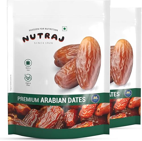 Nutraj UAE Dates 1kg (500g X 2) Pouch | Khajur | Dry Fruits and Nuts | Grocery — 32% Off on Amazon