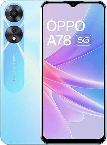 Oppo A78 5G (Glowing Blue, 8GB RAM, 128 Storage) | 5000 mAh Battery with 33W SUPERVOOC Charger| 50MP AI Camera | 90Hz Refresh Rate | with No Cost EMI/Additional Exchange Offers — 23% Off on Amazon