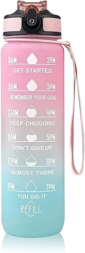 Plastic Motivational Water Bottle 1 Litre Sipper Bottle For Adults With Time Measurement BPA Free Non-Toxic Water Bottle For Office,Water Bottle For Gym 1000 ML, Multicolor — 55% Off on Amazon