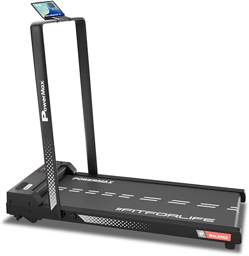 PowerMax Fitness Walkpad 3HP Compact Motorized Treadmill for Home-Office Use with Remote Control,Joggingpad for Max User 110Kg,Top Speed 10Km/H,1000X400Mm Running Deck,LED Display,iPad Holder,Black — 67% Off on Amazon