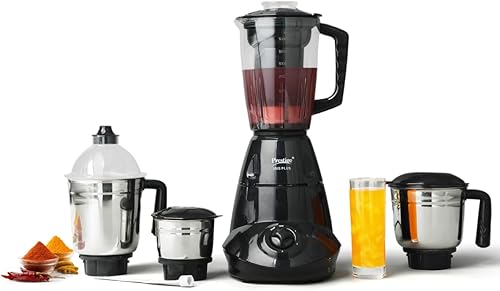 Prestige Iris 750 Watt Mixer Grinder with 4 Jars (3 Stainless Steel + 1 Juicer) | Super Efficient SS Blades | Black | 2Y Warranty | ISI Certified — 51% Off on Amazon