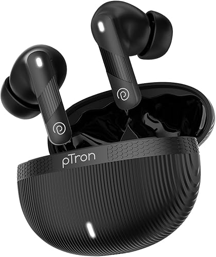 pTron Bassbuds Fury in-Ear TWS Earbuds with 13mm Drivers, 50Hrs Playtime, AI-ENC Clear Calls, Bluetooth V5.4 Wireless Headphones, Voice Assistant, Type C Charging & IPX5 Water Resistant (Black) — 81% Off on Amazon