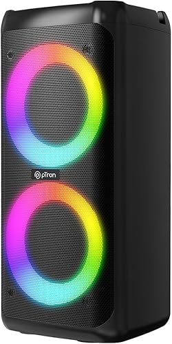 pTron Fusion Saga 48W Bluetooth Party Speaker w/Pristine Sound, Dual Drivers, Rhythmic RGB Lights, 6Hrs Playtime, BT5.3/Aux/TF Card/USB Playback Modes, Type-C Charging, Portable Design (Black) — 73% Off on Amazon