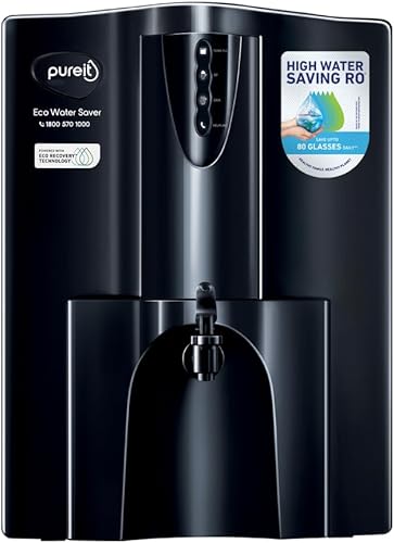 Pureit Eco Water Saver RO Purifier (Black) with RO+UV+MF Filtration | Water Purifier Filter For Home | 7-Stage Purification | Up to 60% Savings | Suitable for Borewell/Tanker/Municipal Supply | 10 L — 60% Off on Amazon