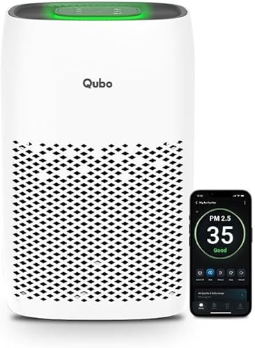 Qubo Smart Air Purifier Q200 for Home by Hero Group | Upto 200 Sq Ft | 99.99% Allergen Removal | HEPA H13 | 9000 Hrs Filter Life | App & Voice Control | Energy Saving | Ultra-Quiet BLDC Motor — 71% Off on Amazon