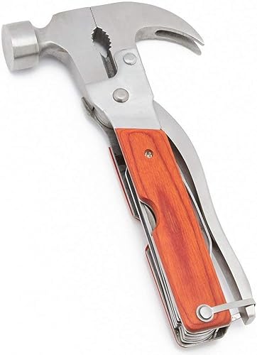 Samarth Deals Multifunction Multipurpose MultiTools Hammers Camping Survival Gear Kit Wood Inlay Handle Stainless Steel Tool with Portable Durable Pocket Multi Tool Kit — 48% Off on Amazon