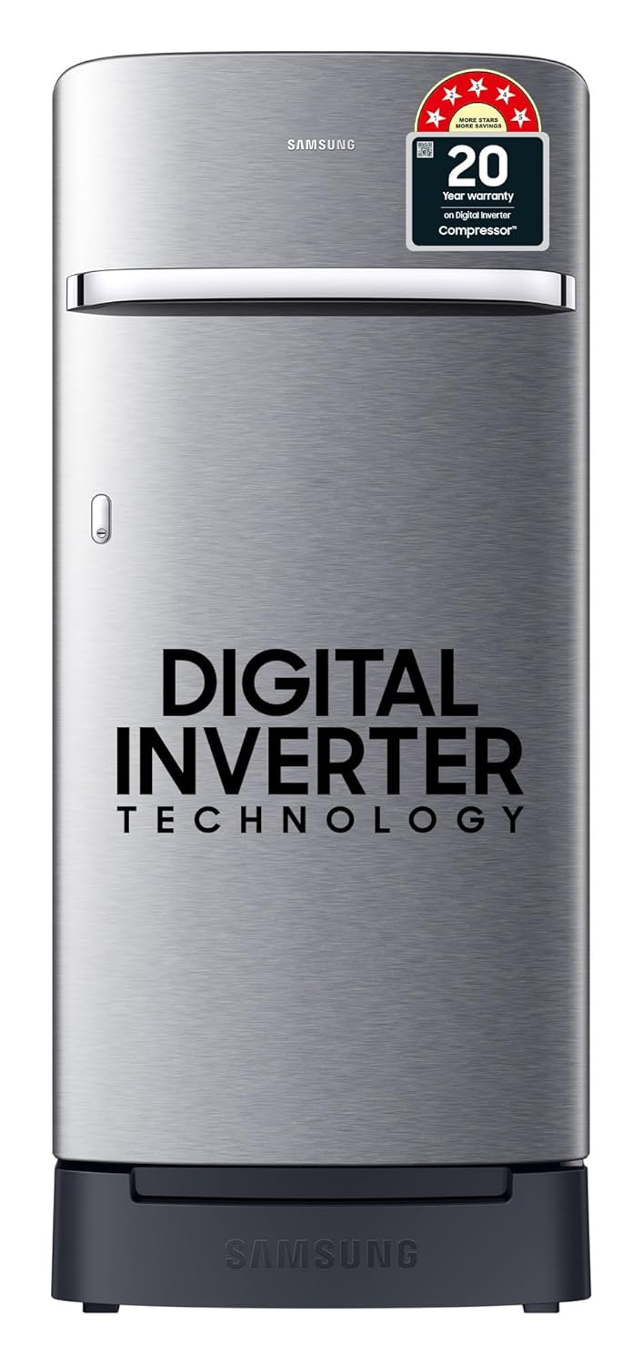 Samsung 189 L, 5 Star, Digital Inverter, Direct-Cool Single Door Refrigerator (RR21D2H259U/HL, Paradise Bloom Blue, Base Stand Drawer) — 19% Off on Amazon