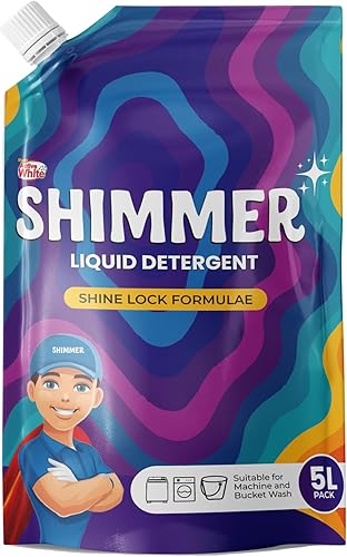 Shimmer Liquid Detergent - 5L Family Pack | French Lavender Fragrance | Front Load & Top Load Machine Wash & Bucket Wash Expert | Removes Tough Stains | Shine Lock Formula | Deep Clean Technology — 62% Off on Amazon