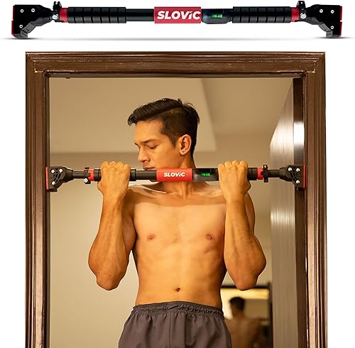 Slovic Door Pull Up Bar For Home Workout [200 Kg Load Capacity]|No Screw Pull Up Bar Stand With Anti-Skid Grip [Length 72-110 CM]| Gym Equipment For Home Workout|Pull-Ups Bar Wall Mounted For Height — 65% Off on Amazon