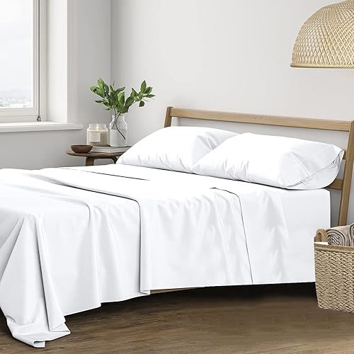 Trance Home Linen Pure Cotton 400TC Plain King Size Bedsheet With 2 Pillow Covers ( 108 x 108 Inch | 9ft x 9ft, White ) — 56% Off on Amazon