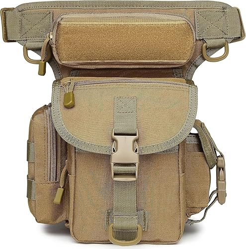 UDee Tactical Drop Leg Bag for Men – Military-Style Utility Waist Thigh Pack, Crossbody Hip Belt Pouch for Motorcycle, Hiking, Outdoor Travel, Camping, Airsoft – Adjustable MOLLE Gear Bag (Khaki) — 79% Off on Amazon