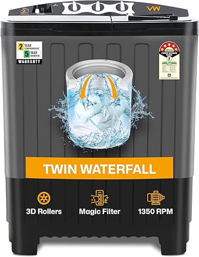 VW 7.5 kg 5 Star Aqua Spin Semi Automatic Top Load Washing Machine AquaSpin0075P (Black) — 63% Off on Amazon