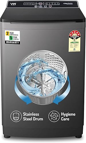 VW V8 TurboWash 8 Kg 5 Star Fully-Automatic Top Loading Washing Machine (Grey) — 69% Off on Amazon