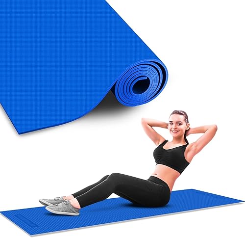 Yoga mat for Women, Yoga Mat for Men, Exercise Mat for Home Workout, Anti Slip Yoga Mat Workout, Yoga Mat For Kids, Gym Mat for Workout at Home (4mm, Blue) — 80% Off on Amazon