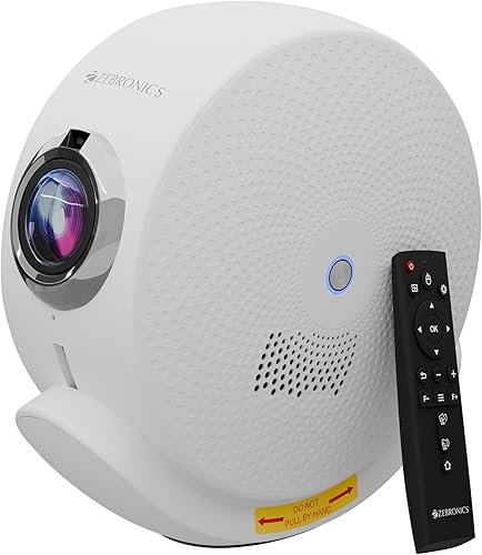 Zebronics Android Smart Projector, 4K UHD Support, 12000 Lumens, 250 inch Screen, 90° Tiltable, Auto Focus & Keystone, OTT Apps (Netflix, Prime, Hotstar), BT v5.4, HDMI, Miracast, WiFi (PixaPlay 38) — 65% Off on Amazon