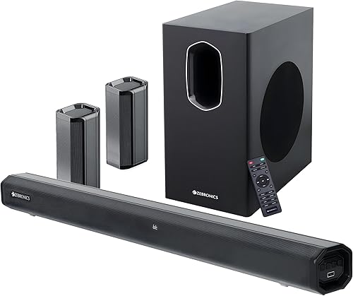 ZEBRONICS Juke BAR 7600 Soundbar, 300 Watts, 5.1 Surround, Dual Rear Satellites, Triple Driver Soundbar, 6.5 inch inch Subwoofer, Bluetooth 5.0 | HDMI (ARC) | Optical | USB | AUX — 75% Off on Amazon