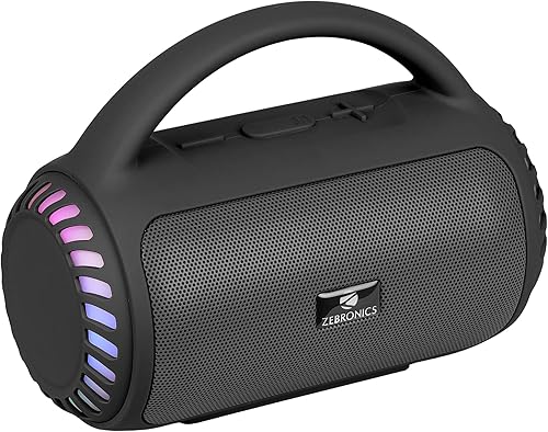Zebronics Portable Bluetooth Speaker, 8W, Upto 5 Hours Playback, BTv5.3, mSD, TWS, USB, 8 Multi-Color LED Modes, Call Function, Type-C Charge, Deep Bass, Carry Handle (County 5 Plus, Black) — 46% Off on Amazon